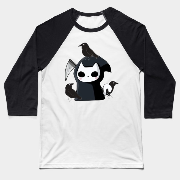 Grim reaper cat and crows Baseball T-Shirt by Mayarart